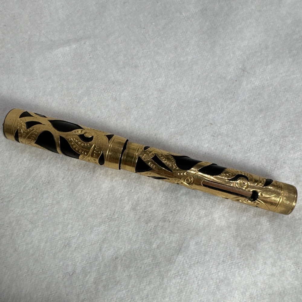 Vintage 1930s Sheaffer Fountain Pen Victorian Filigree Gold Overlay